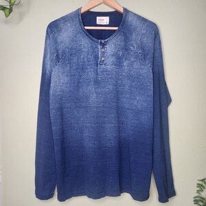 AG Jeans Indigo Dyed Henley Shirt Men’s XL | Made in USA | Adriano Goldschmied